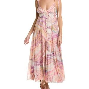 Rococo Sand Pink and Orange Tiered Maxi Dress